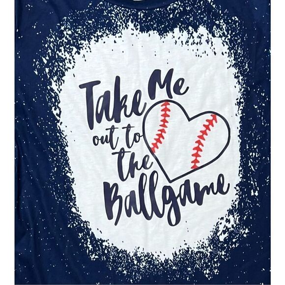 Blue Speckled Take Me Out to the Ballgame Graphic T-Shirt MEDIUM Baseball Casual - Picture 3 of 9